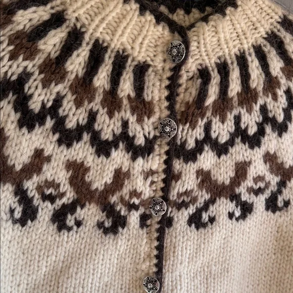 Vintage handmade chunky knit wooly cardigan angora? - Picture 2 of 7